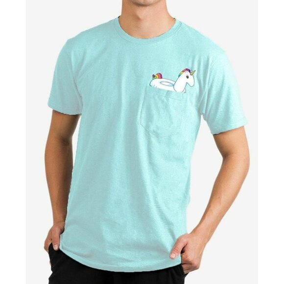 Neff Mens Size Small Unicorn Pocket T-Shirt Short Sleeve Celadon Blue Cotton 072 - Picture 1 of 7